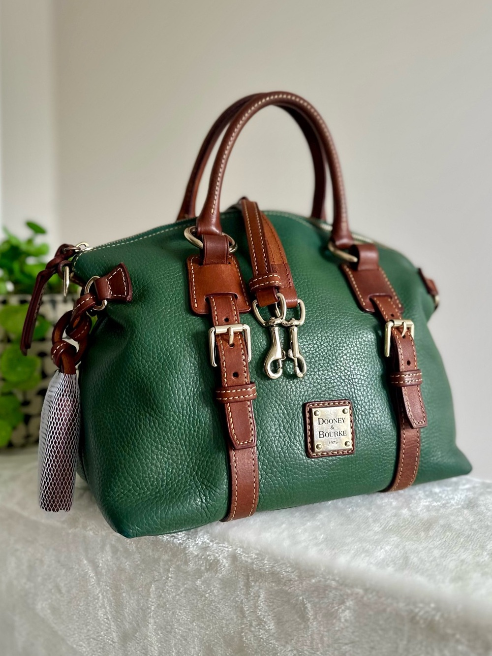 Dooney & Bourke Pebble Leather Bristol Satchel in Sage Green